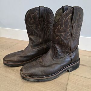 Wolverine Mens Rancher Western Cowboy Boots Square Toe Size 11 M Leather Brown